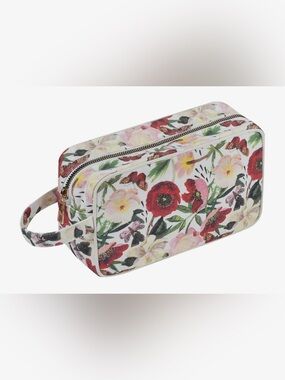 NWT BV by Bruno Visconti Dopp Kit Peonies Travel Cosmetic Bag Red Floral